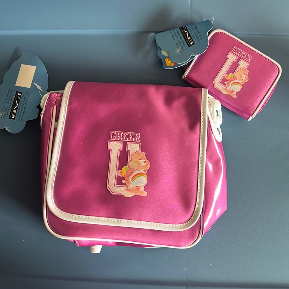 Cheer Bear Care Bears Handbag & Wallet New Tags Old Stock Storage Matching Set